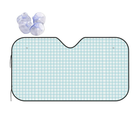 XMXY Car Sun Shade Windshield, Blue Check Plaid Automotive Front Window Sun Visor for Cars SUV Trucks, Small Size