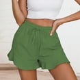 thumbnail image 2 of JIAYUE Women's Shorts Cozy Classic Solid Color Ruffle Hem Elastic High Waist Drawstring Casual Breathable Female Bottoms, 2 of 5