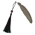thumbnail image 2 of sunsanly Chinese Style Bookmark Feather Shape Metal Electroplated Bookmark with Tassel Decorative Book Mark Student Supplies, 2 of 8