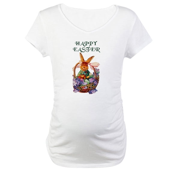 CafePress - Vintage Easter Bunny Maternity T Shirt - Cotton Maternity T-shirt, Cute & Funny Pregnancy Tee