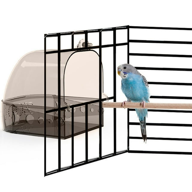 BAÑO DE PÁJAROS DE CAJA DE DUCHA, CAJA DE ALIMENTACIÓN MULTIFUNCIÓN, NEGRO Gris para Pájaros Pequeños Canarios