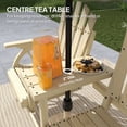 thumbnail image 5 of Outsunny 2-Seat Wooden Garden Bench with Center Table, Firwood Patio Bench with Umbrella Hole, High Backrest and Armrests, Rustic Wagon Wheel Design for Backyard and Porch, Natural, 5 of 8