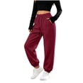 thumbnail image 5 of XUNKUSGA Women's Baggy Sweatpants Casual High Elastic Waist Cinch Bottom Sweat Pants Soft Comfy Solid Color Joggers Athletic Pants with Pockets and Drawstring M, 5 of 10