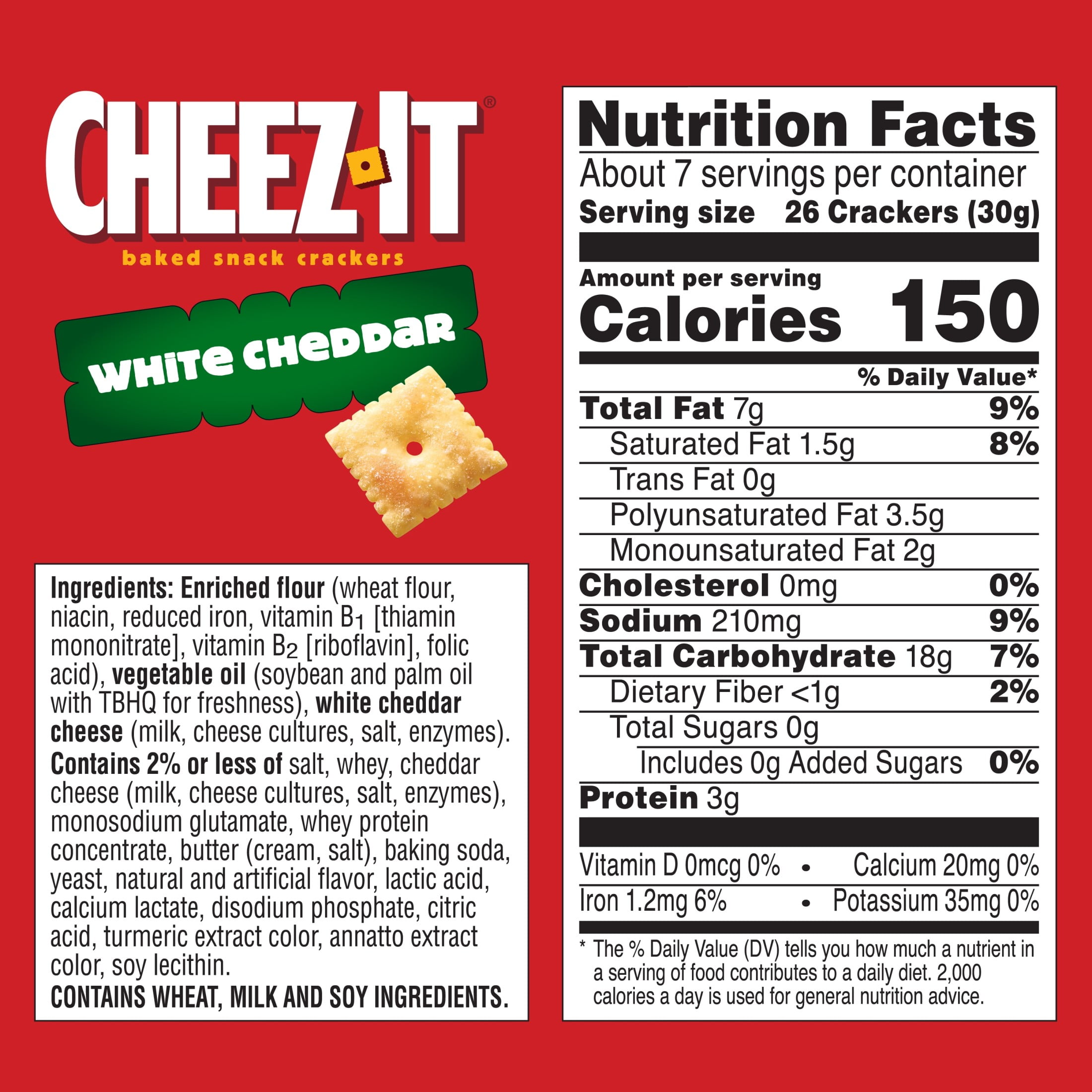 (12 pack) Cheez-It White Cheddar Cheese Crackers, Baked Snack Crackers, 7 oz