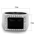 thumbnail image 2 of Luxe Jewelry Designs Men's Stainless Steel Ring with Black Jet Synthetic Onyx and Clear Stones -, 2 of 4