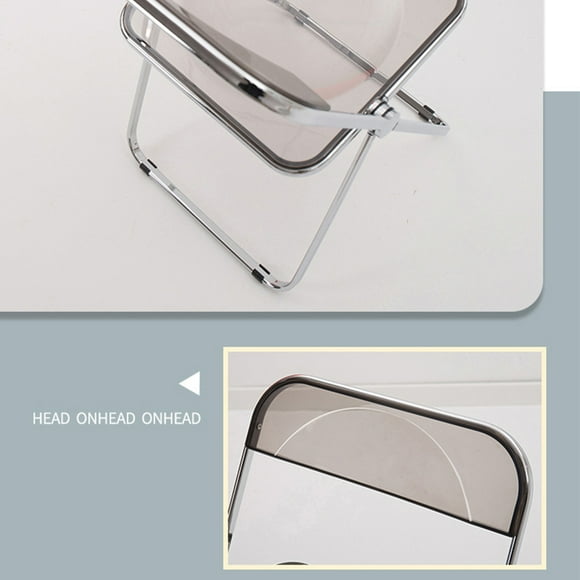 Portable Folding Chair Acrylic Folding Chair Electroplated Silver Legs Folding Dining Chair Clothing Store Photograph Makeup Stool