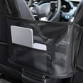 thumbnail image 6 of Car Net Pocket Handbag Holder, Kvago 1 Pc Car Mesh Organizer Between Front Seats, Hanging Car Storage Organizer for Handbag Purse, Car Accessories for Women and Men, Pet / Kids Car Barrier (Black), 6 of 8