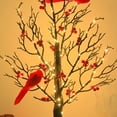 thumbnail image 3 of Christmas Glowing Tree with Cardinals, 21" Glowing Tree with Moving Cardinals, 2025 Twinkle Tree Lamp with Lighted Branches & Berries, Lighted Birch Bonsai Table Top Centerpiece for Halloween Xmas, 3 of 6