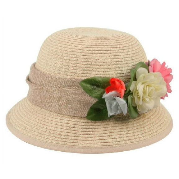 Women's Straw Braid Flower Cloche Hats