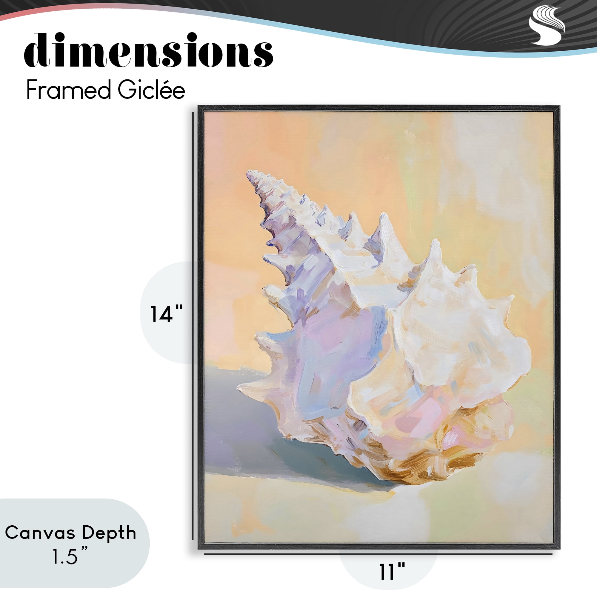 Stupell Industries Vintage Shell in Pastel Light Black Framed Giclee Art, design by The Prints Vibe