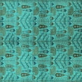 thumbnail image 1 of Ahgly Company Machine Washable Indoor Square Oriental Turquoise Blue Industrial Area Rugs, 8' Square, 1 of 4