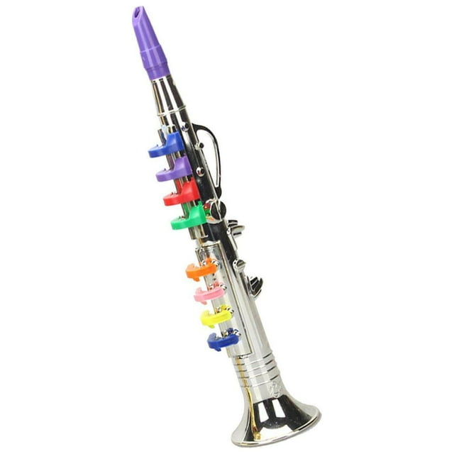 ABS Saxophone Trumpet Wind Instrument with 8 colored keys ABS Colored Keys Musical Toy Silver