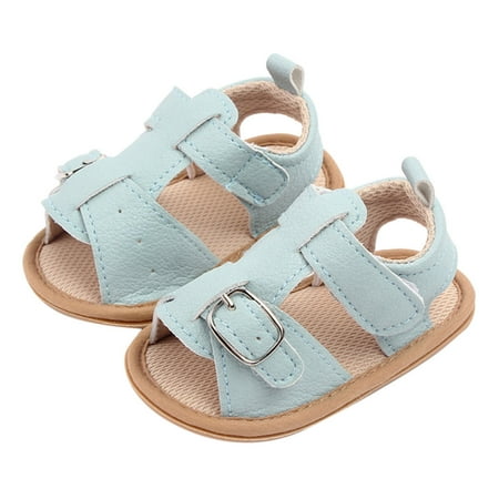 

Zlekejiko Boys Girls Open Toe Solid Shoes First Walkers Shoes Summer Toddler Flat Sandals