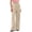 Beige, variant on Women's 100% Cotton Wide Leg Pants Elastic High Waist Adjustable D string Casual Loose Flow Trousers with Pockets, S-XXL