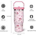 thumbnail image 2 of Cartoon Hello Pink Cat 30oz Tumbler with Handle Cute Kawaii Water Bottle for Girl Women Stainless Steel Insulated Travel Coffee Cup with Straw and Lid, 2 of 5