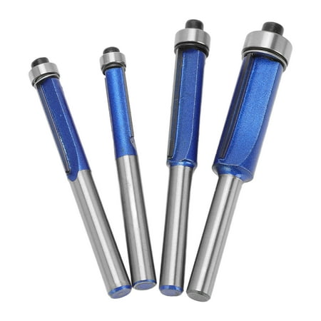

Router Bit Wear Resistance Silver Blue Depth Tungsten Steel Alloy Incisive Edge 1/4in Shank 4Pcs Trim Bit For Woodworking