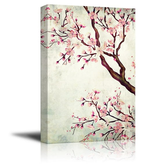 wall26 Canvas Wall Art - Watercolor Painting Style Cherry Blossom - Giclee Print Gallery Wrap Modern Home Art Ready to Hang - 16x24 inches
