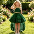 thumbnail image 2 of Zpanxa Girls Summer Dress Kid's Evening Dress Solid Round Neck Sleeveless Casual Dresses Army Green 3 Years, 2 of 7