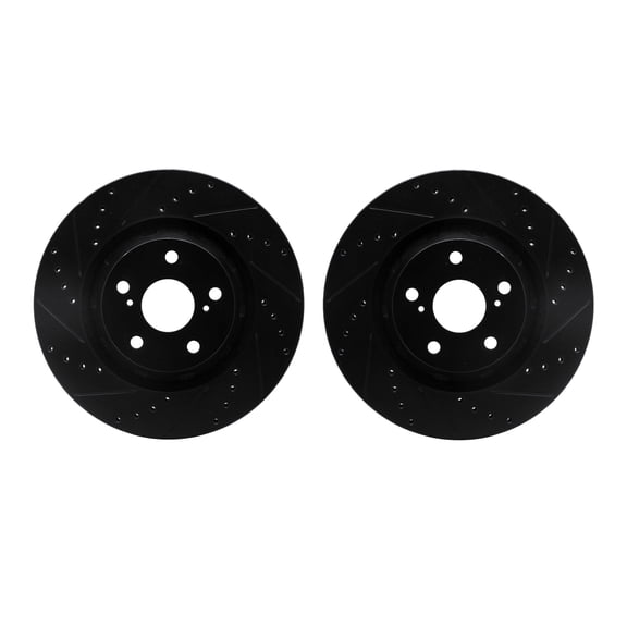 Dynamic Friction Company Front Brake Rotors-Drilled and Slotted-Black 8002-76101