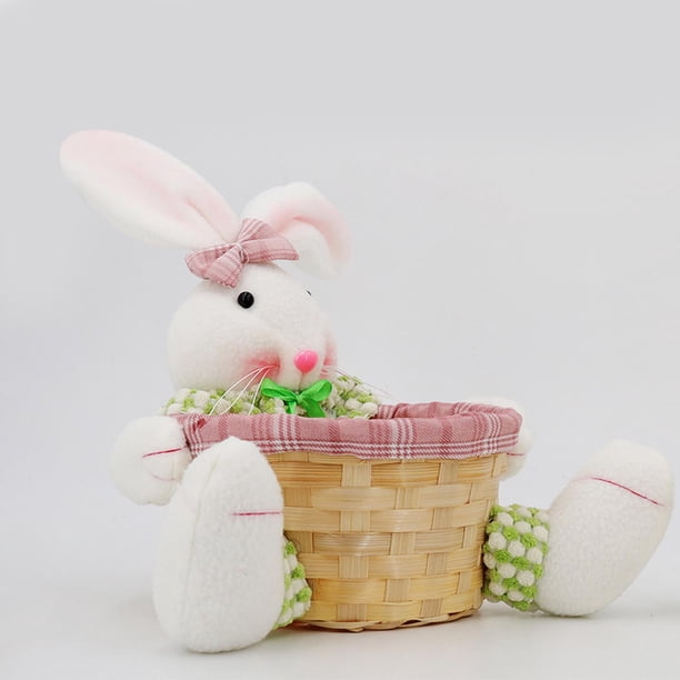Plato de dulces de Pascua, canasta de conejito de Pascua, canasta de almacenamiento de dulces de Pascua, caja de regalo para decoración de mesa, regalo de Pascua, fácil de instalar y fácil de usar