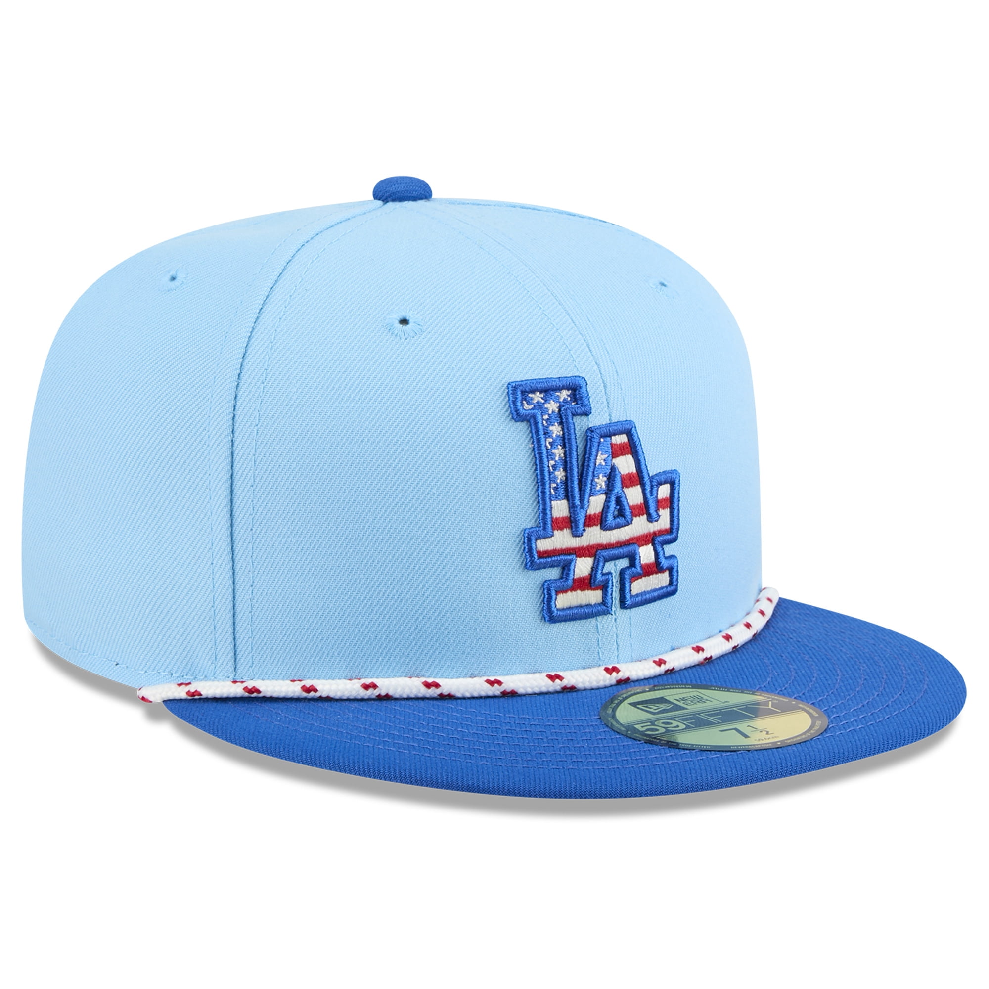 Men's New Era Light Blue/Royal Los Angeles Dodgers 2025 Fourth of July 59FIFTY Fitted Hat