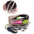 thumbnail image 3 of 3 Zippered Genuine Leather Coin Purse Triple Capacity Change Pouch Little Travel Wallet With Key Ring for Women, 3 of 6