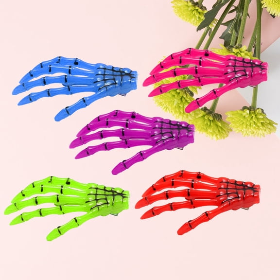CTIRCHIU 10Pcs Horror Hair Clips Skull Hand Hair Clip Assorted Color  Decoration Women