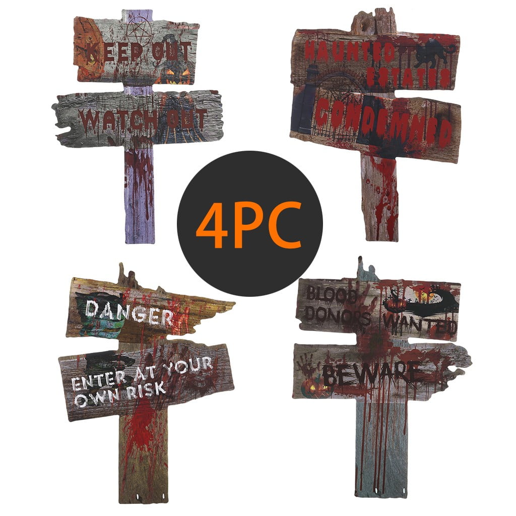 Halloween Warning Sign ‘Enter at Own Risk’ Decoration Haunted House