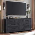 thumbnail image 5 of ACCOHOHO 7 Drawer Dresser for Bedroom, Farmhouse Rustic Wood Dresser Chest of Wide Drawers for Living Room, Black, 5 of 6