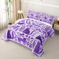 thumbnail image 3 of Homewish Cute Cat Animal Twin Quilt Set,Purple Flowers Plants Twin Coverlet Set,2pcs, 3 of 7