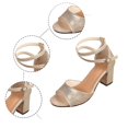 thumbnail image 5 of Xiaoxatg Women's High Heels - Fashionable Strap Square Heel Comfortable Dress Shoes for Casual Wear 9 Gold, 5 of 9