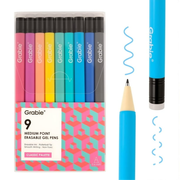 Set de 9 Plumas de Gel Borrables Grabie Punta Media