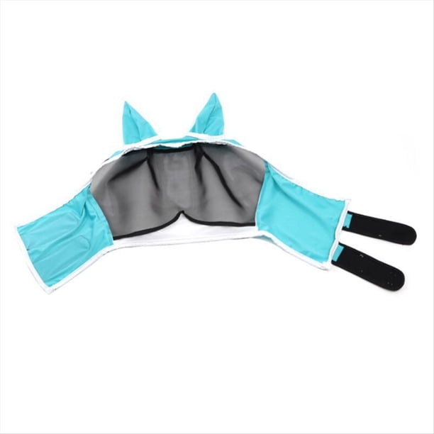 Máscara Moscas de Caballo con Orejas, Máscara de Caballo e Insectos, Máscara Moscas Ma Chao Comfort,Máscara de Cabeza de Caballo,Azul