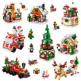 thumbnail image 3 of Christmas Gingerbread House Mini Xmas Tree Building Block Set Creative Ornament Toys Kits Micro Bricks for Adults Kids 8-12 6-12 7-9（302Pcs）, 3 of 7