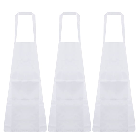 Unique Bargains 3pcs Kitchen Cooking Aprons 75x65cm Polyester Artist Painting Apron with 2 Pockets for Women Men Chef, White