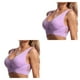 thumbnail image 4 of Sonducket Sujetador deportivo para mujer, Tops cortos acolchados sin costuras inalámbricos, chaleco a prueba de golpes, ropa interior hueca Violeta 2Conjunto, 4 of 6