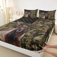 thumbnail image 4 of Castle Fairy Vintage American Flag Moose Queen Sheets 4 Pieces,Abstract Camouflage Animal Queen Sheet Sets,Olive Black Tan,1 Fitted Sheet, 1 Flat Sheet and 2 Pillowcases, 4 of 6