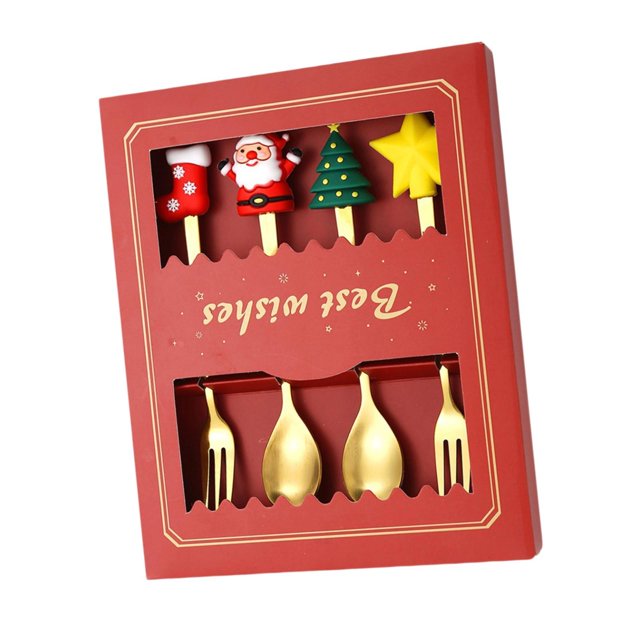 Juego de cucharas y tenedores navideños Macarena de acero inoxidable