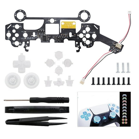 8 Colors Luminated DIY Colored LED Light Board D-Pad Thumbsticks Face Buttons LED Kit for PS5 Controller BDM-010