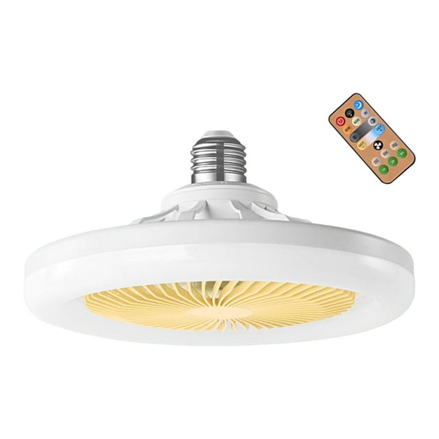 Ventilador de techo con luz LED de 30 W, moderno, con temporizador de atenuación de luz, ventilador silencioso Amarillo