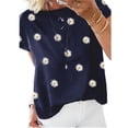 thumbnail image 1 of Charmo T-Shirts d'Été pour Femmes Chemises à Manches Courtes Col Rond Pétale Blouses Chemise, 1 of 2
