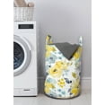 thumbnail image 3 of Watercolor Laundry Bag, Handmade Paintings of Flowers Scene, Hamper Basket with Handles Drawstring Closure for Laundromats, 13" x 19", Pastel Yellow Blue Grey, by Ambesonne, 3 of 4