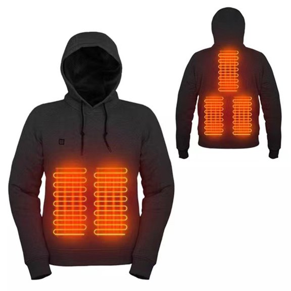 Yibooy Men Women USB Rechargeable 3 Heat Levels 5 Heated Zone Heating Hoodies (Black M)