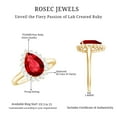 thumbnail image 5 of Rosec Jewels Lab Grown Ruby Ring with Diamond Halo for Women - 7X10 mm - AAAA Grade, 18K Yellow Gold, US 4.00, 5 of 8