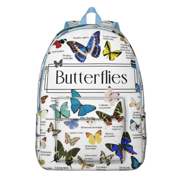 Floral Butterfly Pattern Canvas Bookbag – Large Capacity Travel Backpack with Durable Oxford Material and Anti-theft Features for Female Professionals, Students, and Outdoor Enthusiasts