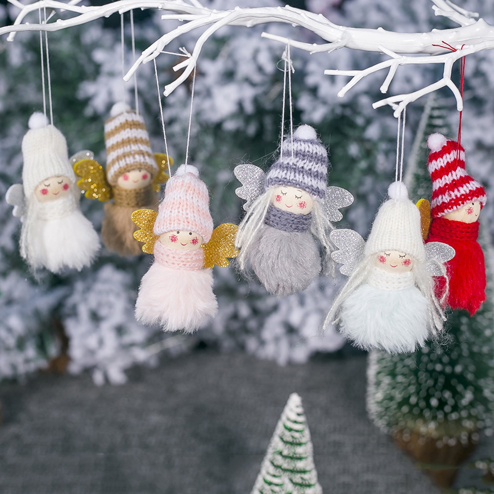 Hot Christmas Tree Hanging Ornament Cute Plush Angel Doll Pendant Kids Xmas Gift 