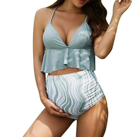 Qiangong Maternity Pregnancy Chest Drawstring One-Piece Swimsuit (Women's, Size 2XL)