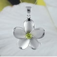 thumbnail image 3 of Beautiful Hawaiian Large Genuine Peridot Plumeria Necklace, Sterling Silver Plumeria Flower Pendant, N8536 Birthday Valentine Mom Gift, 3 of 3