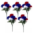 thumbnail image 5 of 4Pcs Artificial Flower Patriotic Memorial Bouquet, Fake Red White and Blue Cemetery Flowers for Grave, 4th of July Flowers Silk Flowers, Independence Day Centerpiece Table Home Decor, 5 of 5