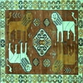 thumbnail image 1 of Ahgly Company Indoor Square Animal Turquoise Blue Traditional Area Rugs, 5' Square, 1 of 4